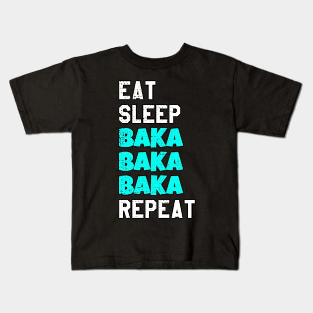 BAKA - Eat Sleep Anime Repeat Tsundere Anime Gift Kids T-Shirt by Alex21